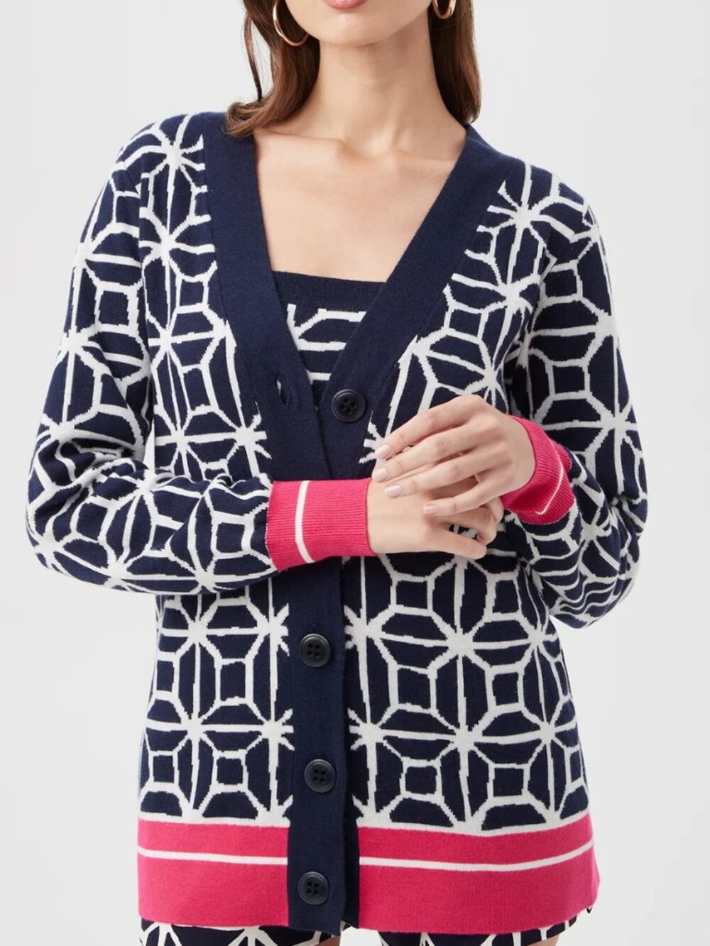 Trina Turk 'South Bay' Geometric Cardigan Tunic Sweater, Multicolor
